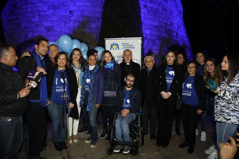 Our Lady of Lebanon in Blue for World Autism Day by the AAA - Autism Awareness Association